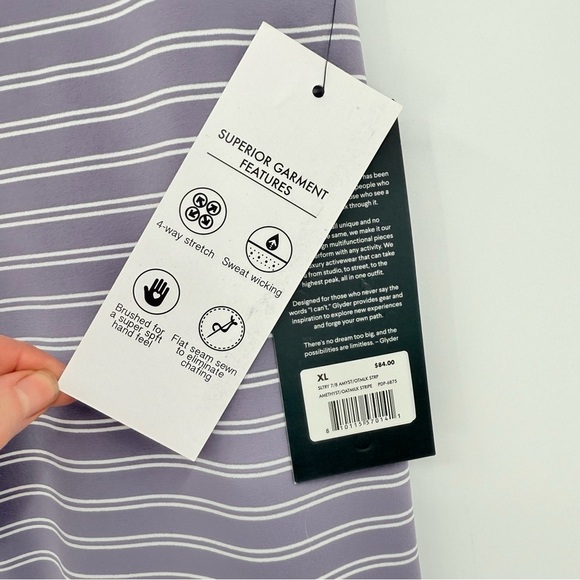 Glyder Sultry 7/8 Legging in Amethyst/Oatmilk Stripe Size XL - Picture 8 of 12